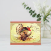 ヴィンテージクラッサドルターキーハッピーサンクスギビング シーズンポストカード (スタンド正面)