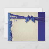 ヴィンテージクラッシー曲線デザイン |サファイアとシルバー 出欠カード (裏面)