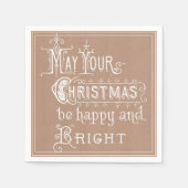 ヴィンテージクラフトクリスマスメッセージペーパーナプキン スタンダードカクテルナプキン (正面)