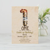 ヴィンテージクラフトサファリジャングルワン誕生日パーティー 招待状 (スタンド正面)