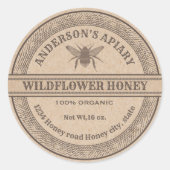 ヴィンテージクラフトビー養蜂蜜の瓶ラベル ラウンドシール (正面)