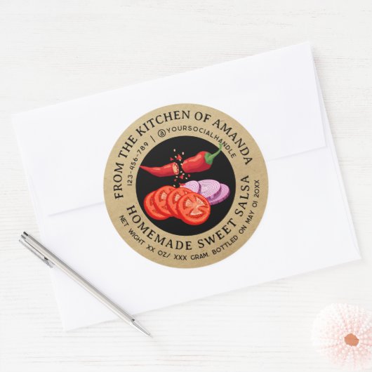 ヴィンテージクラフトホームメイドトマトサルサラベル ラウンドシール (封筒)