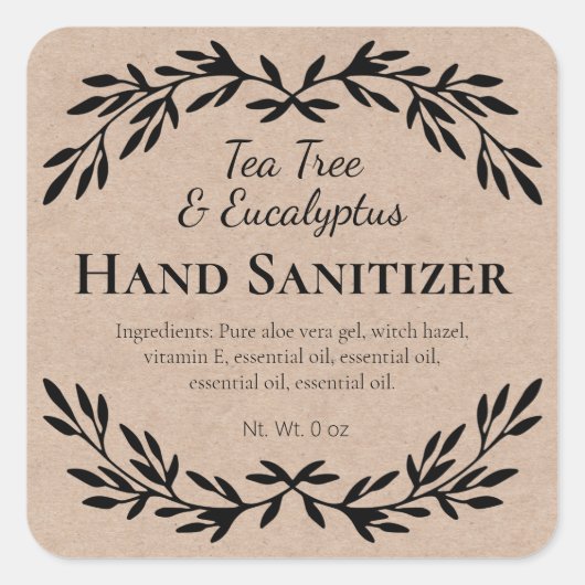 ヴィンテージクラフトホームメイドハンドサニタイザー スクエアシール (正面)