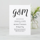 ヴィンテージクラフトモノグラム結婚タイポグラフィ 招待状 (スタンド正面)