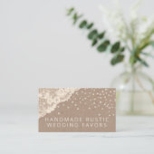 ヴィンテージクラフトレースパールズ手作り結婚式の引き出物 名刺 (スタンド正面)