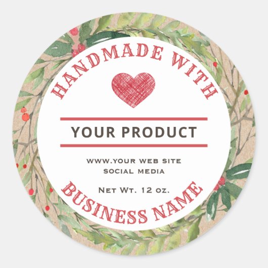 ヴィンテージクラフト休日リース商品ラベル ラウンドシール (正面)