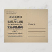 ヴィンテージクラフト写真ウェディング日付を保存 案内ポストカード (裏面)