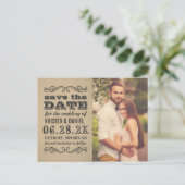 ヴィンテージクラフト写真ウェディング日付を保存 案内ポストカード (スタンド正面)