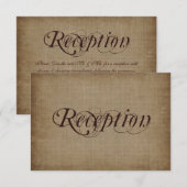 ヴィンテージクラフト紙のウェディングレセプションカード エンクロージャーカード (正面/裏面)