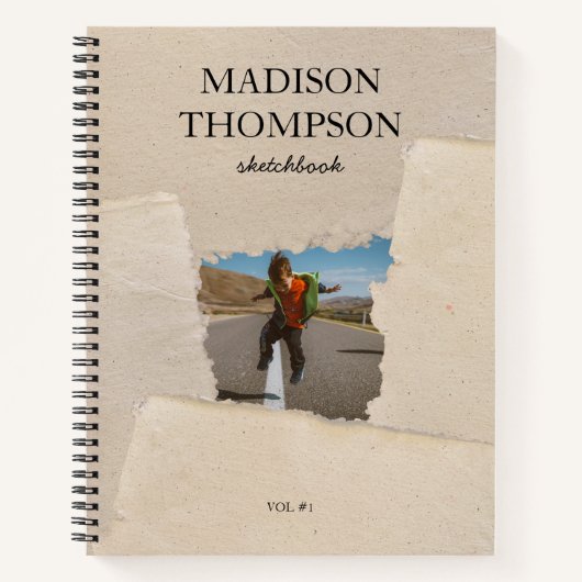 ヴィンテージクラフト紙のオリジナル写真スケッチブック ノートブック (正面)