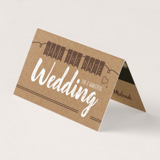 ヴィンテージクラフト紙、写真を保存する日付カード 名刺 (正面)