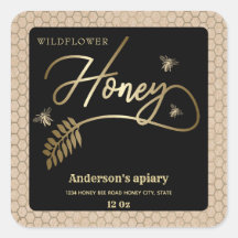 ヴィンテージクラフト金ゴールドミツバチ蜂蜜枝瓶ラベル