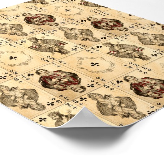 ヴィンテージクラブクイーンジャックキングエースコラージュ ポスター (角)