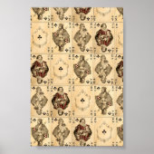 ヴィンテージクラブクイーンジャックキングエースコラージュ ポスター (正面)