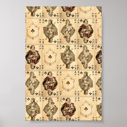 ヴィンテージクラブクイーンジャックキングエースコラージュ ポスター (正面)