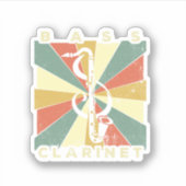 ヴィンテージクラリネットプレーヤー音楽レトロギフト シール (正面)