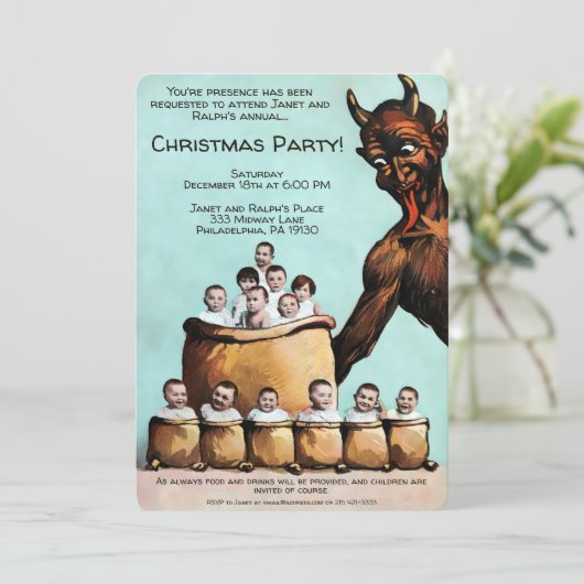 ヴィンテージクランパスカスタマイズ可能パーティの招待状 招待状 (スタンド正面)