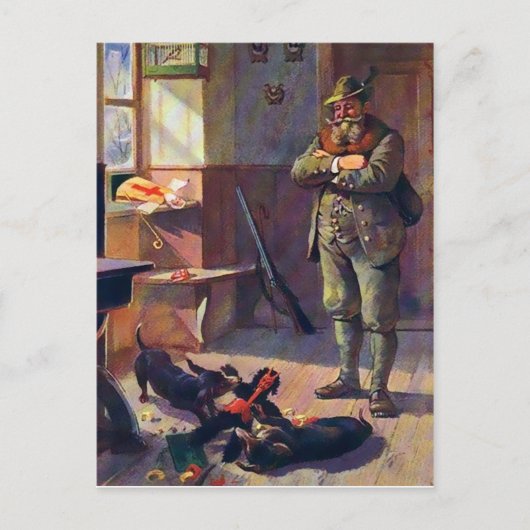 ヴィンテージクランパスドールと犬 ポストカード (正面)