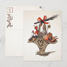 ヴィンテージクランプスとサンタギフトバスケットポストカード ポストカード