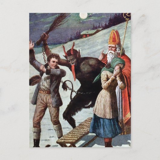 ヴィンテージクランプスとサンタハガキ ポストカード (正面)