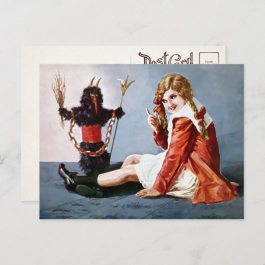 ヴィンテージクランプスと女の子クリスマスポストカード ポストカード (正面/裏面)