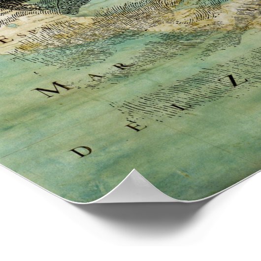 ヴィンテージクラーケンのポスター、マップ上の船 ポスター (角)