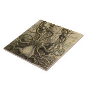 ヴィンテージクラーケンジャイアントいか海モンスター船のポスター タイル (側面)