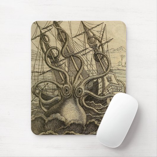 ヴィンテージクラーケン巨大イカ海モンスター船 マウスパッド (マウス)