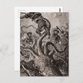 ヴィンテージクラーケン・ジャイアントイカの海の怪物 ポストカード (正面/裏面)