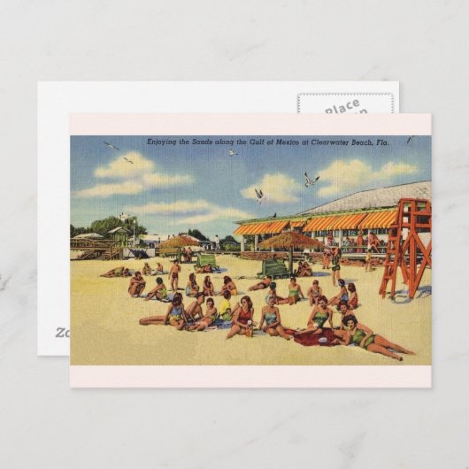 ヴィンテージクリアウォータービーチフロリダポストカード ポストカード (正面/裏面)