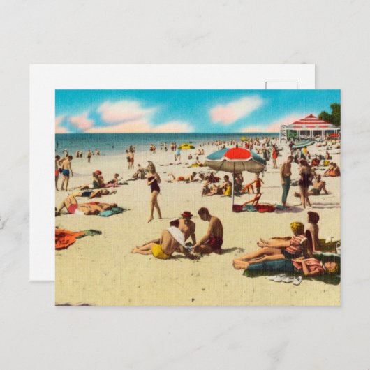 ヴィンテージクリアウォータービーチ、フロリダ旅行はがき ポストカード (正面/裏面)