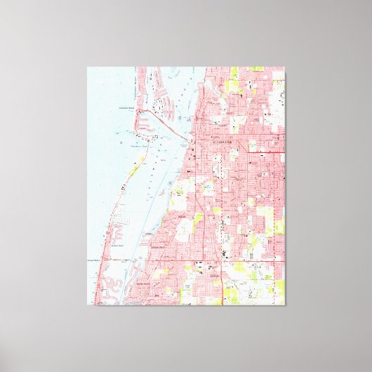 ヴィンテージクリアウォーター・フロリダの地図（1974年） キャンバスプリント (正面)