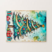 ヴィンテージクリエイティブクリスマスツリースケッチ ジグソーパズル (横)