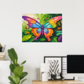 ヴィンテージクリエイティブバタフライアートイラストレーション ポスター (ホームオフィス)