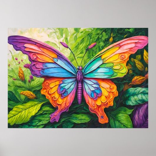 ヴィンテージクリエイティブバタフライアートイラストレーション ポスター (正面)