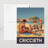 ヴィンテージクリキース旅行ポスター 家族 海水浴 ポストカード (正面/裏面)