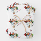 ヴィンテージクリスカスタムマスサンタと名前 ラッピングペーパーシート (インサイチュ)