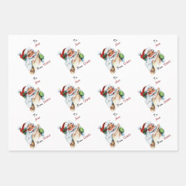 ヴィンテージクリスカスタムマスサンタと名前 ラッピングペーパーシート