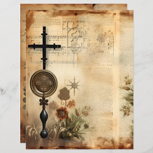 ヴィンテージクリスチャンエフェラスクラップブック紙 (正面/裏面)