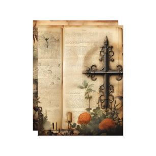 ヴィンテージクリスチャンエフェラスクラップブック紙