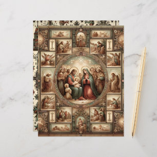 ヴィンテージクリスチャンクリスマスクラップブック紙