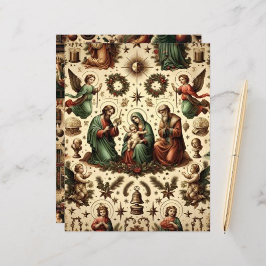 ヴィンテージクリスチャンクリスマスクラップブック紙