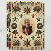 ヴィンテージクリスチャンクリスマスクラップブック紙 (正面/裏面)