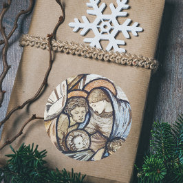 ヴィンテージクリスチャンクリスマス出生シーンマンガー ラウンドシール