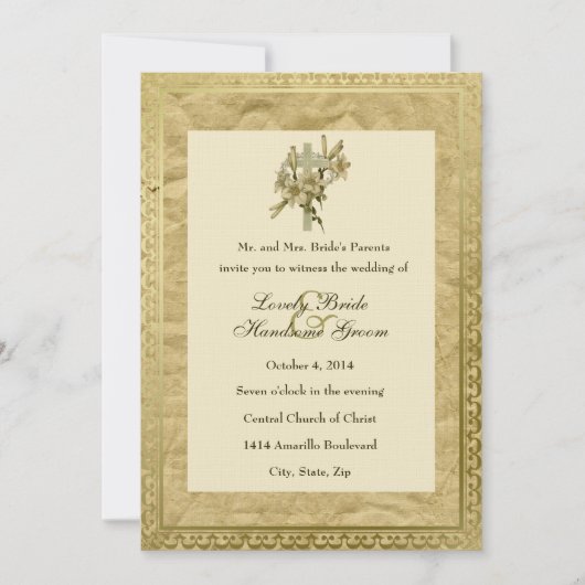 ヴィンテージクリスチャンクロスリリーズ結婚式招待状 招待状 (正面)