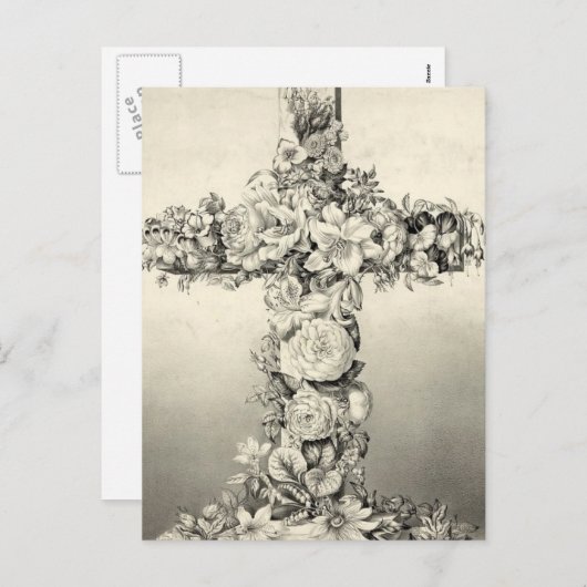 ヴィンテージクリスチャンフローライースタークロス シーズンポストカード (正面/裏面)