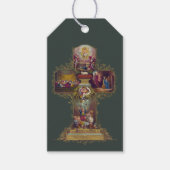 ヴィンテージクリスチャンフローラクロスイエスハッピーイースター ギフトタグ (正面)