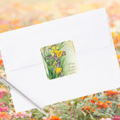 ヴィンテージクリスチャンフローラクロスイエスハッピーイースター スクエアシール