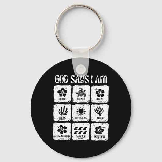 ヴィンテージクリスチャン神私は花のビーチハワイ キーホルダー (正面)