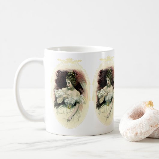 ヴィンテージクリスティガール、アンティークブライダルポートレート コーヒーマグカップ (ドーナツ)